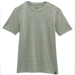 PRANA Men Small Striped Cotton Short Sleeve Crew Neck Tee Soft Comfy Casual